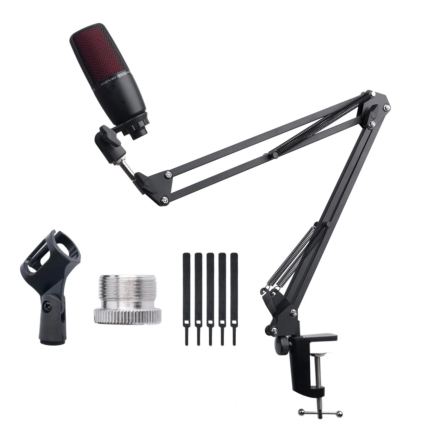 Extendable Recording Microphone Holder Suspension Boom Scissor Arm Stand Holder with Mic Clip Table Mounting Clamp