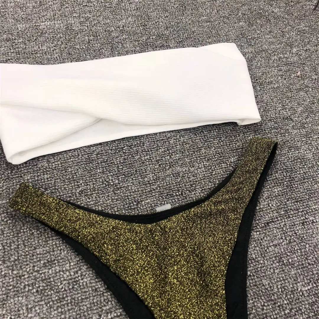 Neuer Sexy Bandeau Glitzer-Bikini Damen-Badeanzug Zweiteiliger Bikini-Set Badebekleidung Badeanzug für Damen V1109 – Detail 22