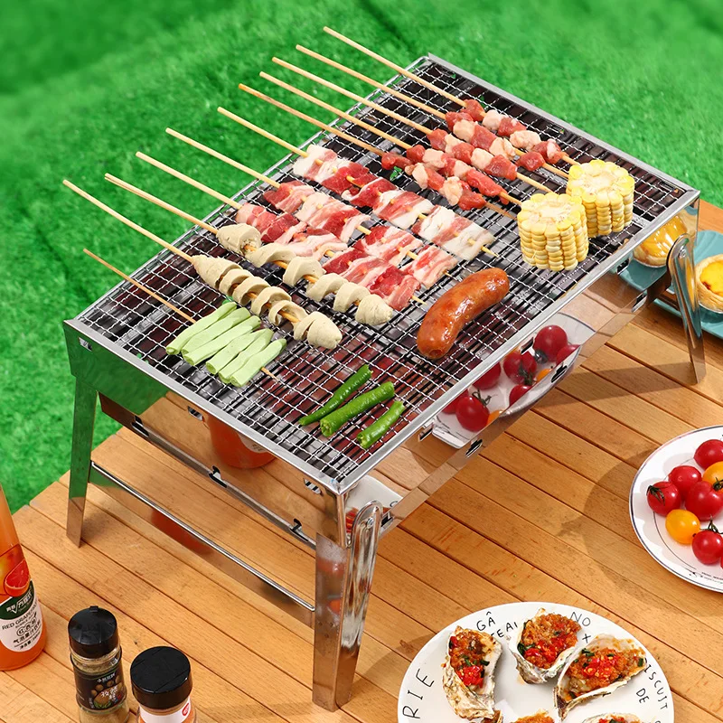 Portable Outdoor BBQ Carbon Grill, Folding, Outdoor, Cold-Rolled Steel