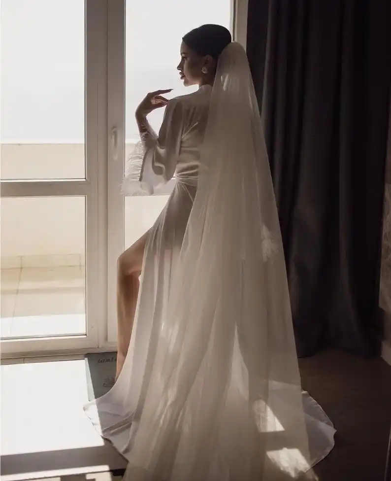 

Custom Length Cathedral Veil White Ivory Wedding Veil Tulle Bridal Veil Wedding Accessories