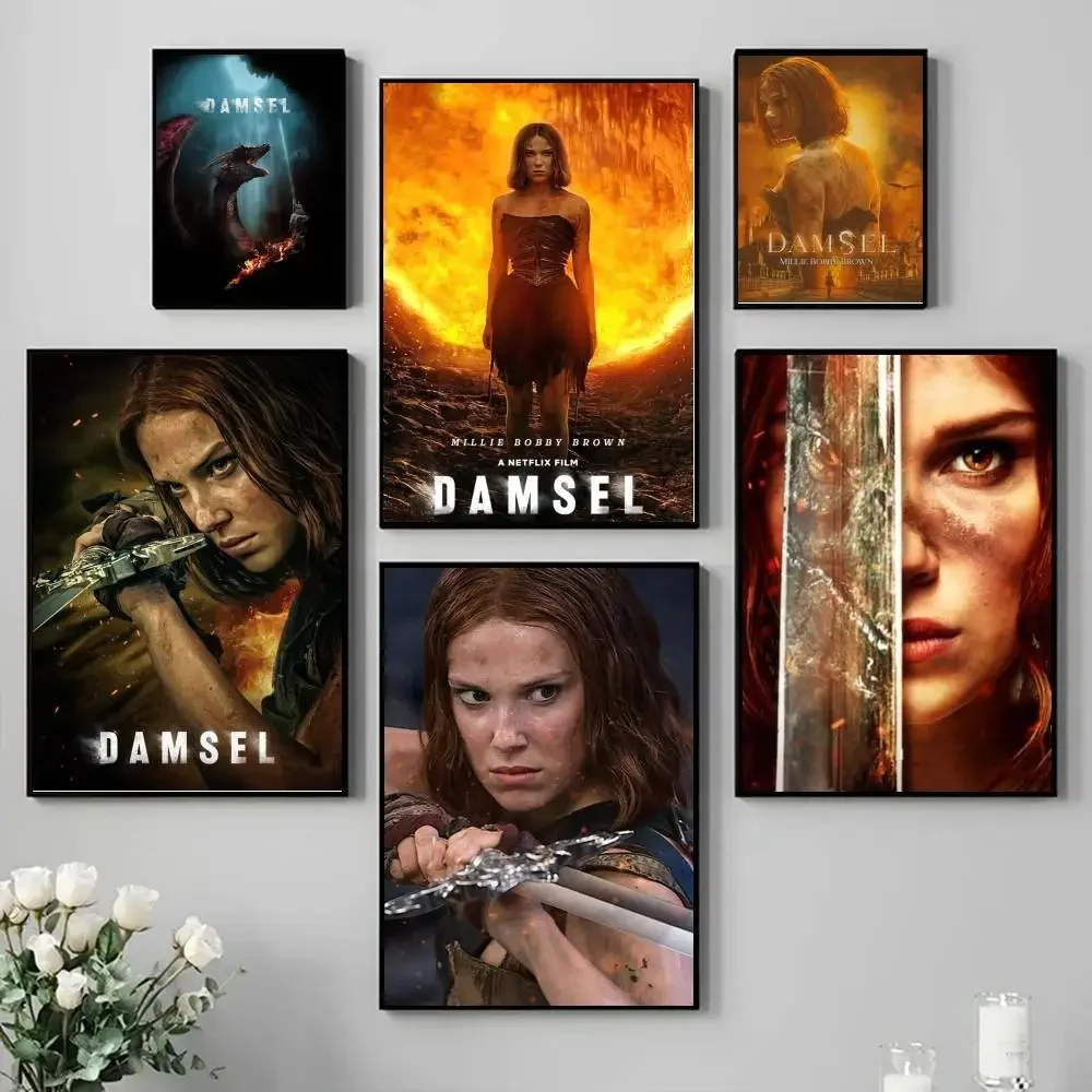 D-Damsel Poster Self-adhesive Art Waterproof Paper Sticker Coffee House Bar Room Wall Decor