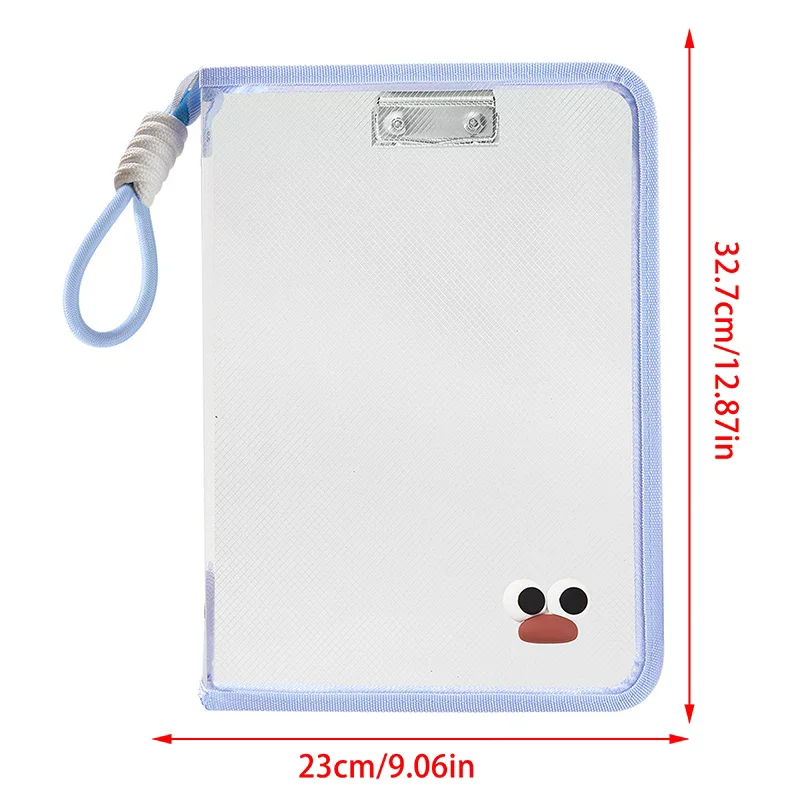 1PC Art Transparent Hand Zip Folder Test Paper Storage Bag Student Handheld Cartoon With Clipboard Hard Shell Homework Holder