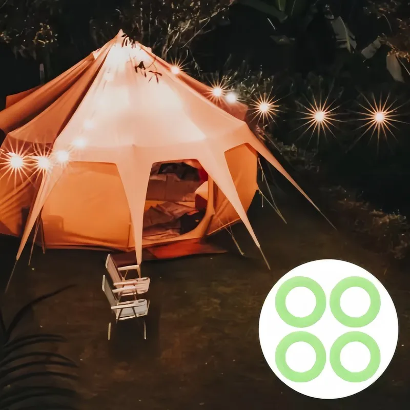 74 pcs Luminous Tent Peg Rings, Visible at Night, Anti-trip Safety Markers for Camping and Hiking, Easy to Install