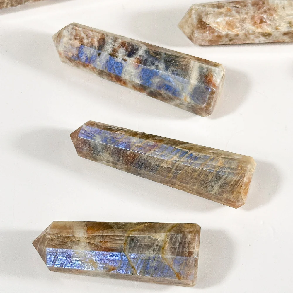 

1Pc Flashy Moonstone Tower and Sunstone Tower, Moonstone Crystal Tower, Crystal Specimen, Home Decor, Jewelry Patterns