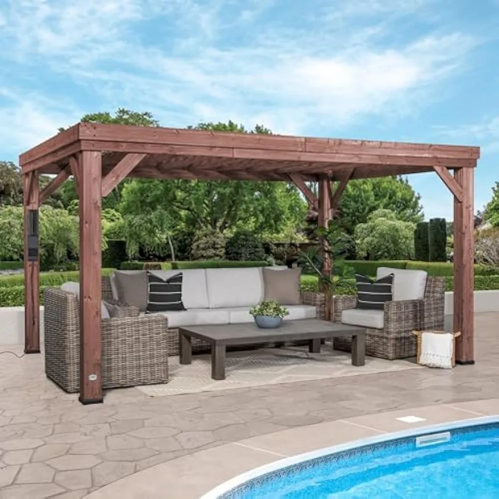 

14x10 Brockton All Cedar Pergola, Durable, Quality Supported Structure, Wind Resistant up to 100MPH, Rot Resistant, Electrical