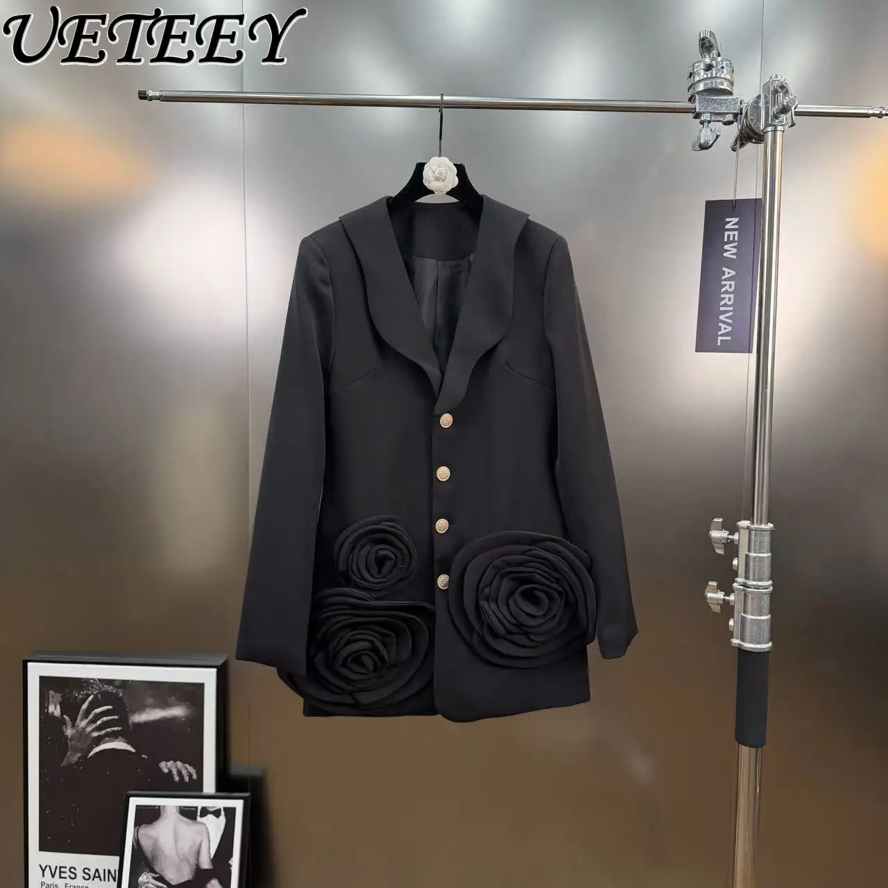 2026 الربيع ضوء فاخر أنيق نمط ثلاثية الأبعاد زهرة السترة معطف الراقية يشعر مزاجه المرأة تنوعا بلون دعوى #3