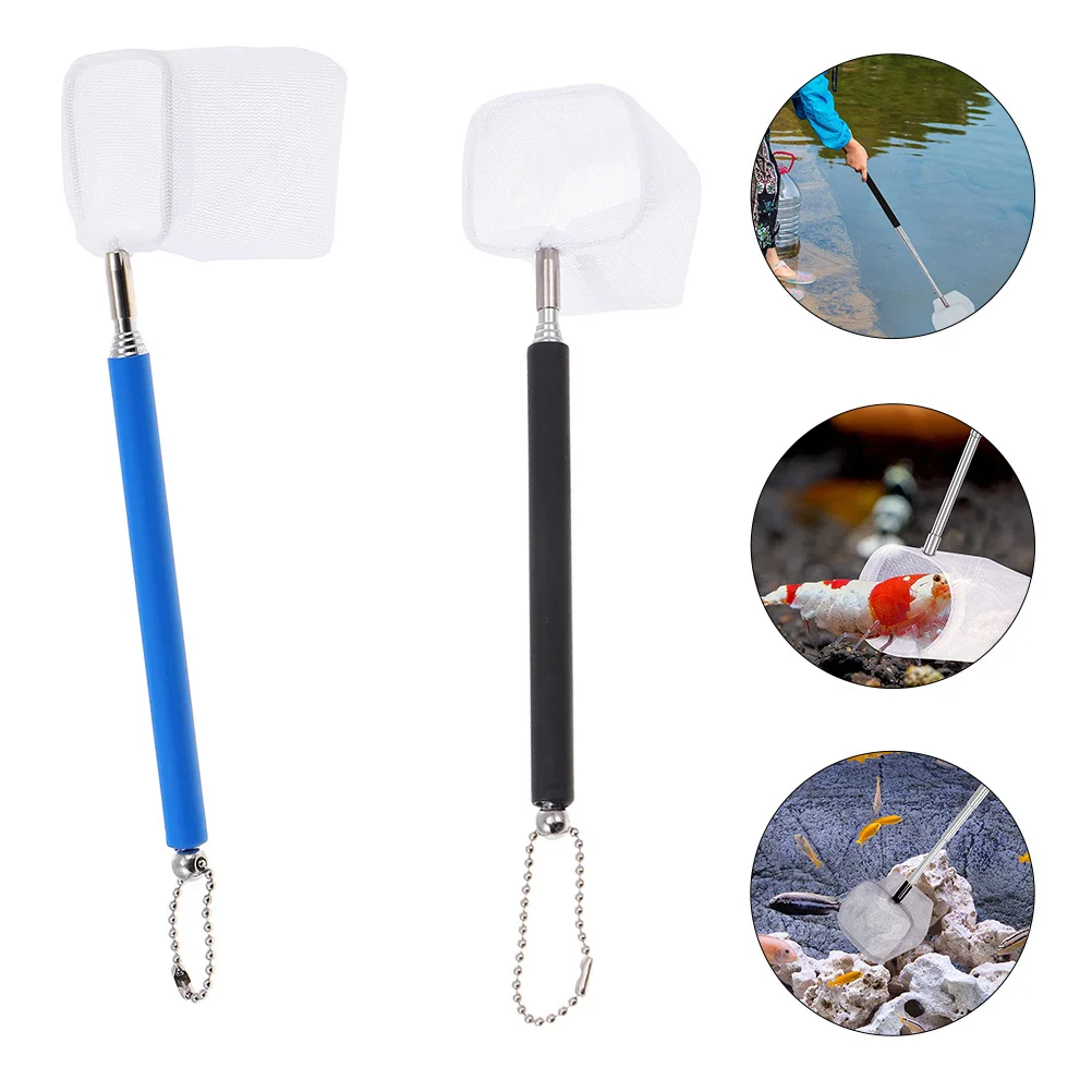 2 قطعة المحمولة تلسكوبي الروبيان صافي الفولاذ المقاوم للصدأ للطي خزان الأسماك شبكة أرضية الصيد الإصدار معدات الصيد