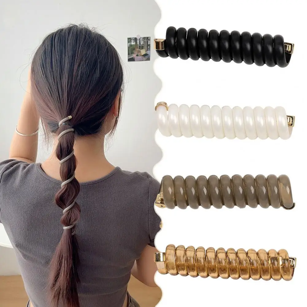 Elegant Hair Rope High Elastic Straight Phone Line Hair Band Women High Ponytail Quick Bounce Hair Rope