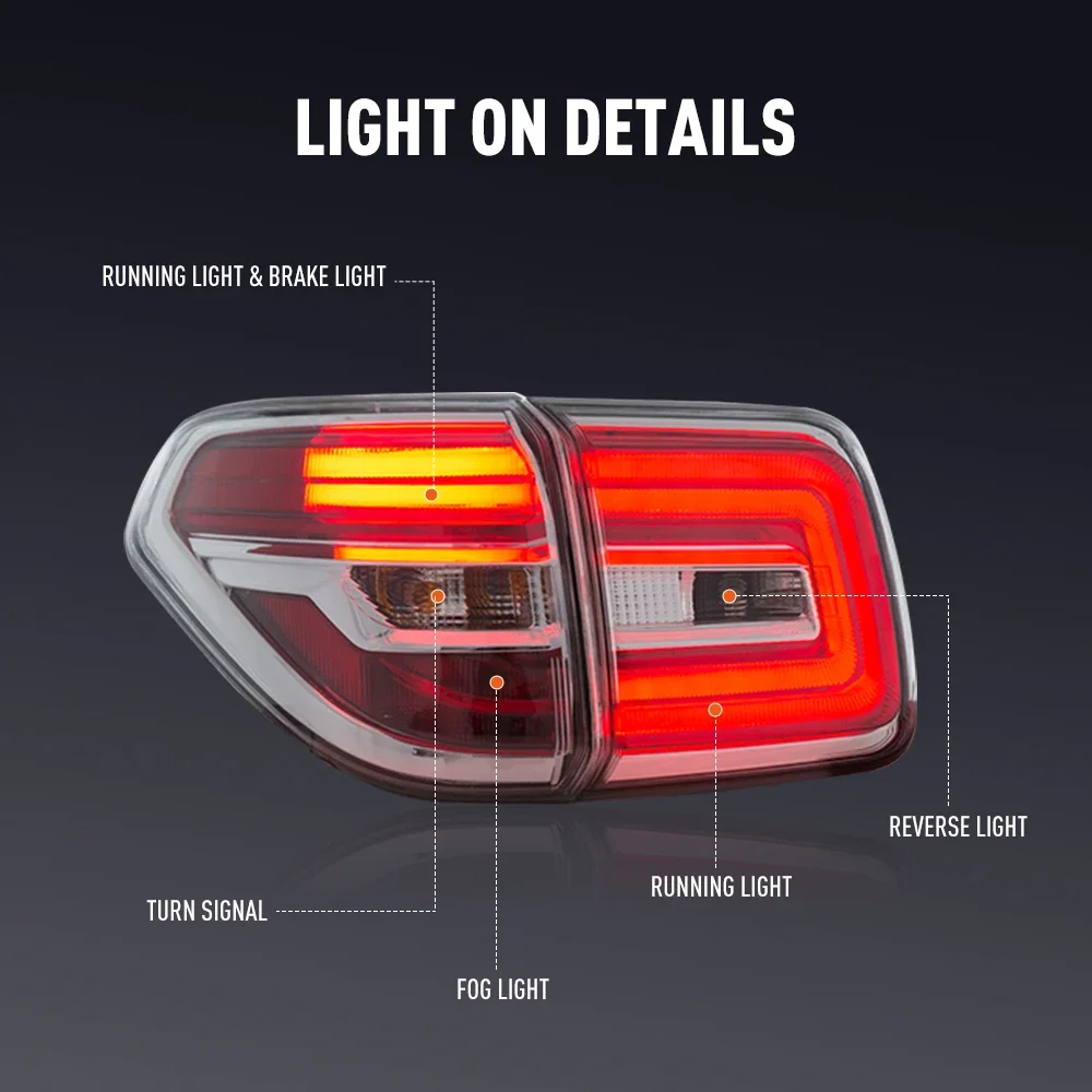Пара светодиодных задних фонарей для Nissan Patrol 08-16 DRL, сигнал поворота заднего тормоза, автомобильный задний фонарь в сборе Plug and Play, 2 шт.