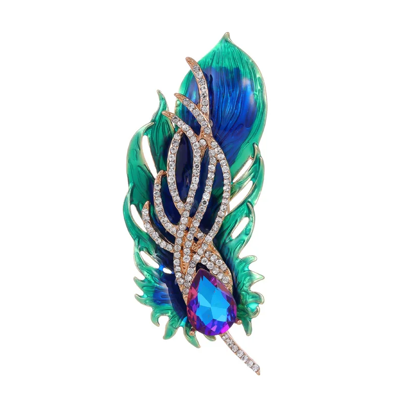 New vintage creative feather brooch high-end peacock feather women's pin men's accessories jewelry gifts