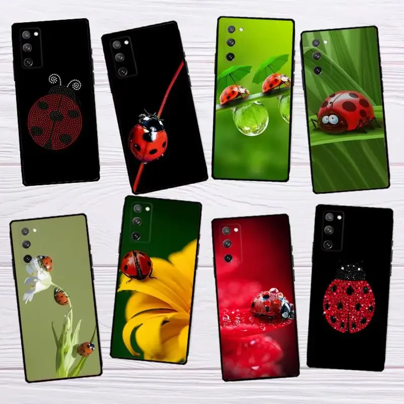 Seven-Star Ladybug Phone Case for SamsungS23 S22 S21 S20 Ultra Pro S10 S30Plus 20 Ultra Black Cover