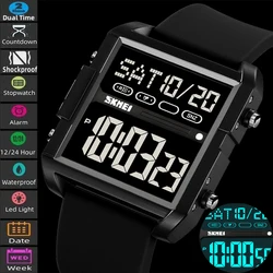 Skmei Brand New Man Dual Time Fashion Silicone Strap PC Case Led Waterproof Digital Sport's Watches