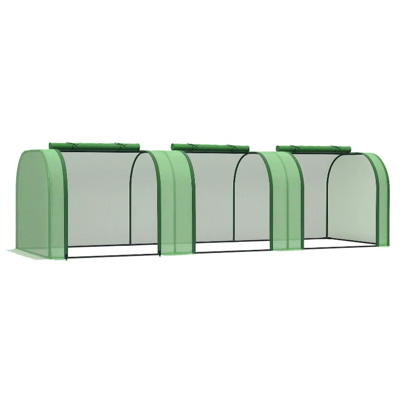 

Mini Greenhouse, Small Polytunnel Green House with Zipped Doors, Steel Frame for Garden Backyard, 295 x 100 x 80cm, Green