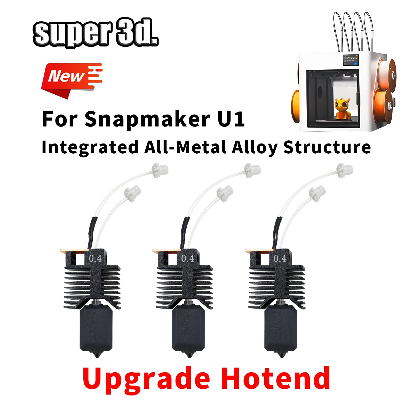 Verbessertes Hotend für Snapmaker U1, komplett montiertes Hotend, Plug & Play, Keramikblock-Kit, Hot End SnapmakerU1 3D-Drucker Druckkopf