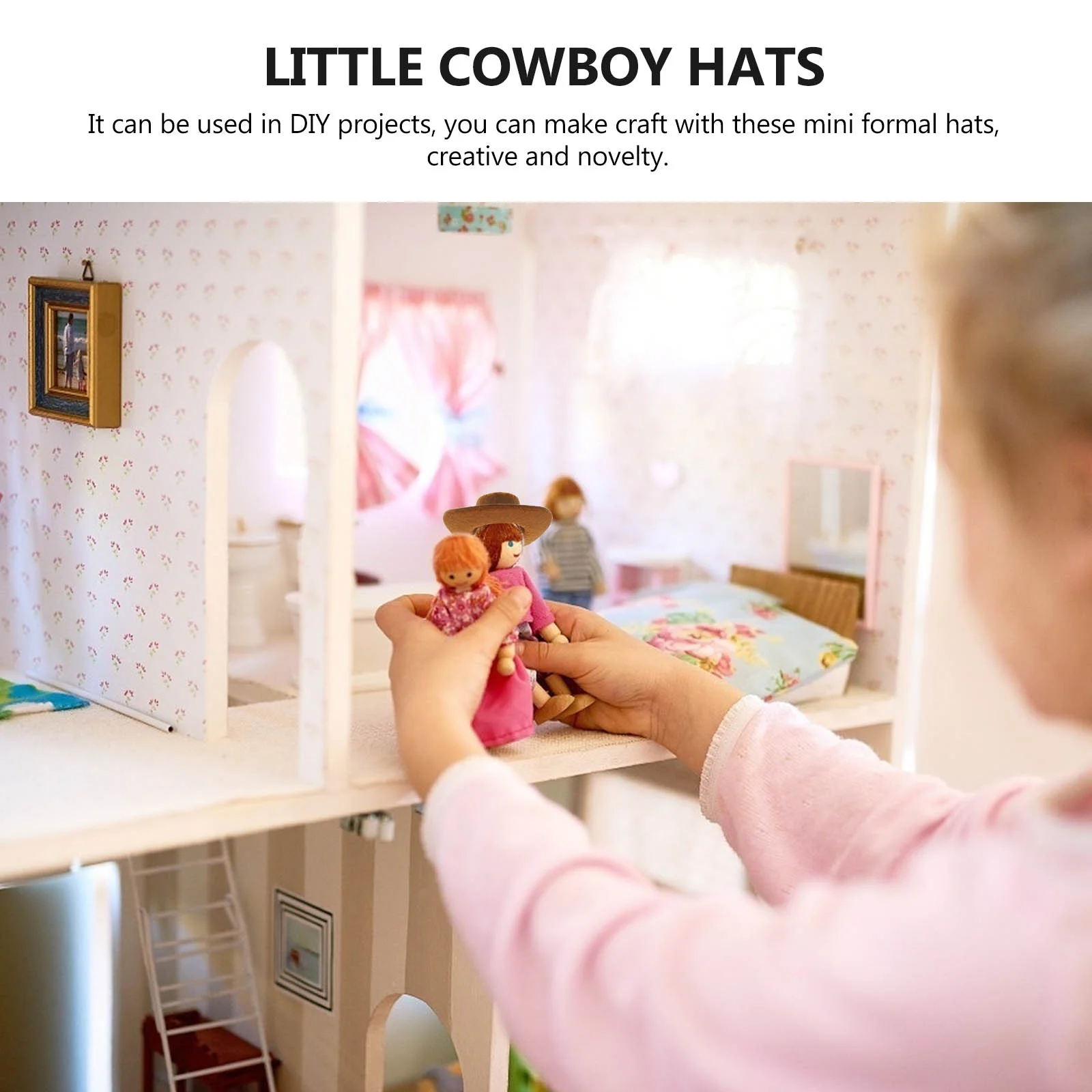 4 Pcs Mini Cowboy Hat Hats Miniature for Crafts Toy House Tiny Dolls Little Non-woven Fabric Replaceable