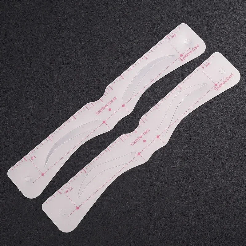 Reusable Eyebrow Shaper DIY 12 Set Soft Ruler Brow Definer Eyebrow Stamp Card Soft Ruler Stencil Shaping Makeup Tool