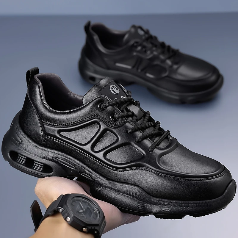 

Fashion Men Casual Sneakers Leather Walking Shoes Comfortable Man Sports Shoes Lace Up Outdoor Shoes Treking Footwear