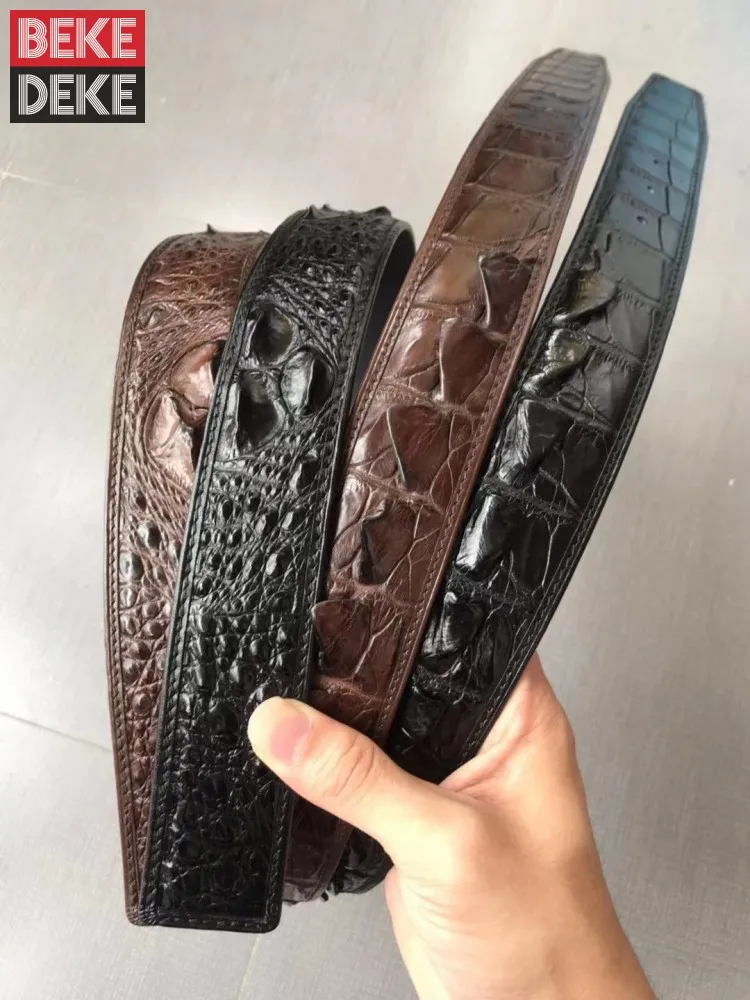 Krokodyl prawdziwej skóry luksusowy pasek męskie pasy Vintage Business Casual mężczyźni pas do garnituru spodnie moda wysokiej jakości pas