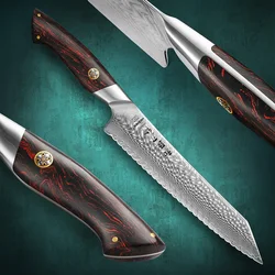 HEZHEN Elegant Series 8.3 Inches Bread Knife 73 Layers Damascus Steel Cake Serving Knife Kitchen Tools Gift Box