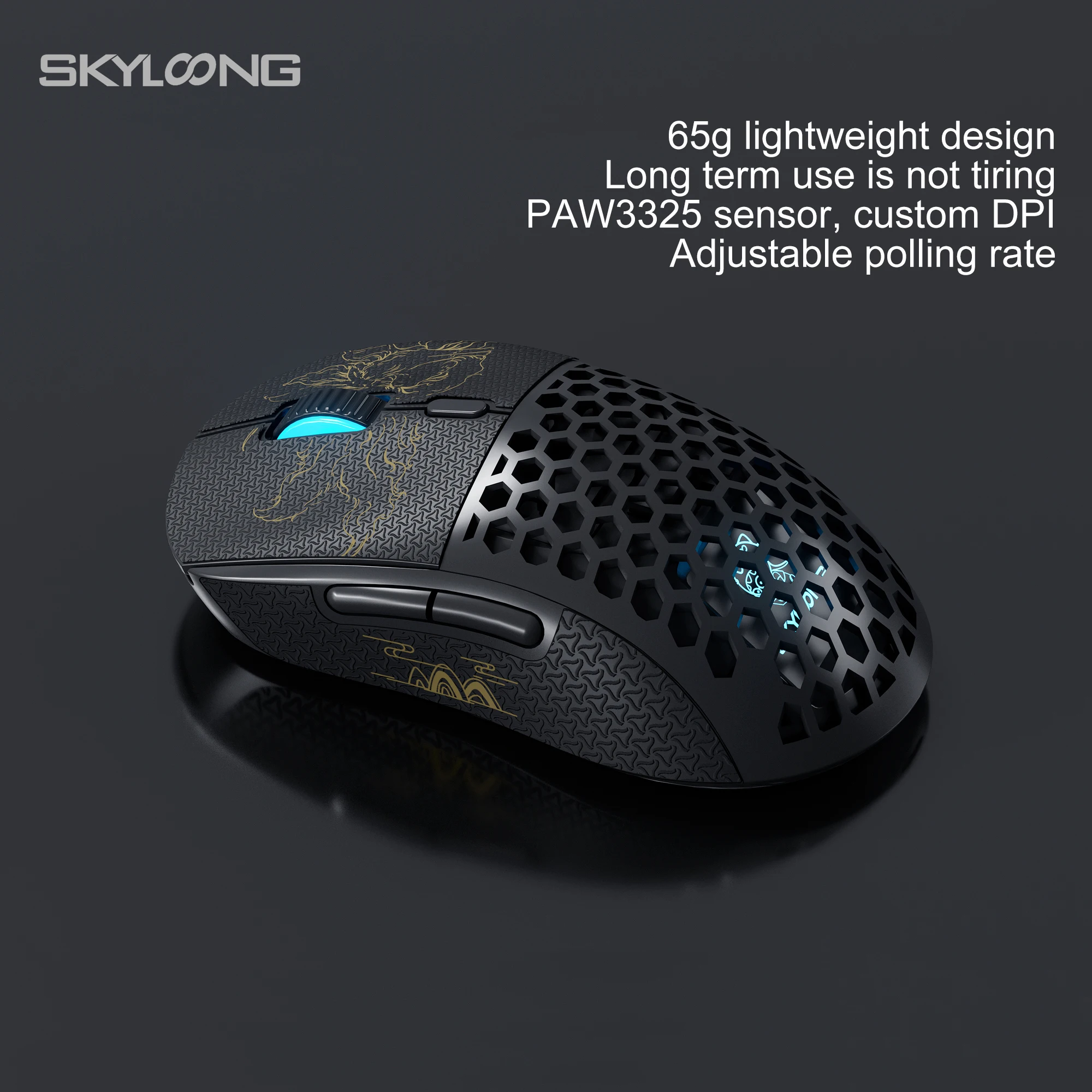 SKYLOONG M1 3-Mode Mouse Wireless Computer Game Mouse Adustment DPI Repor Rate Black/White Bluetoot Gaming Mouse for PC Laptap