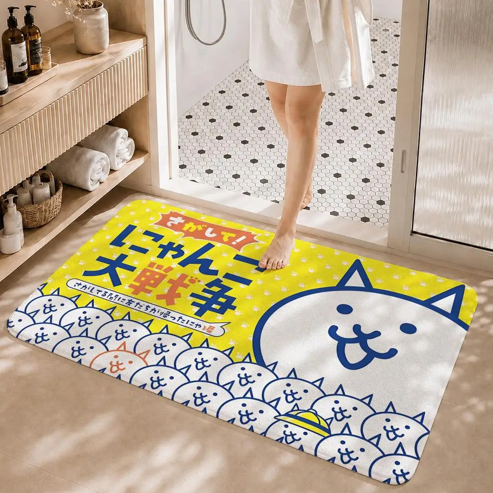Mobile Game T-The Battle Cats Floor Mat Non-Slip Absorbent Floor Mat Decorative Rug for Home Bathroom Bedroom Entryway