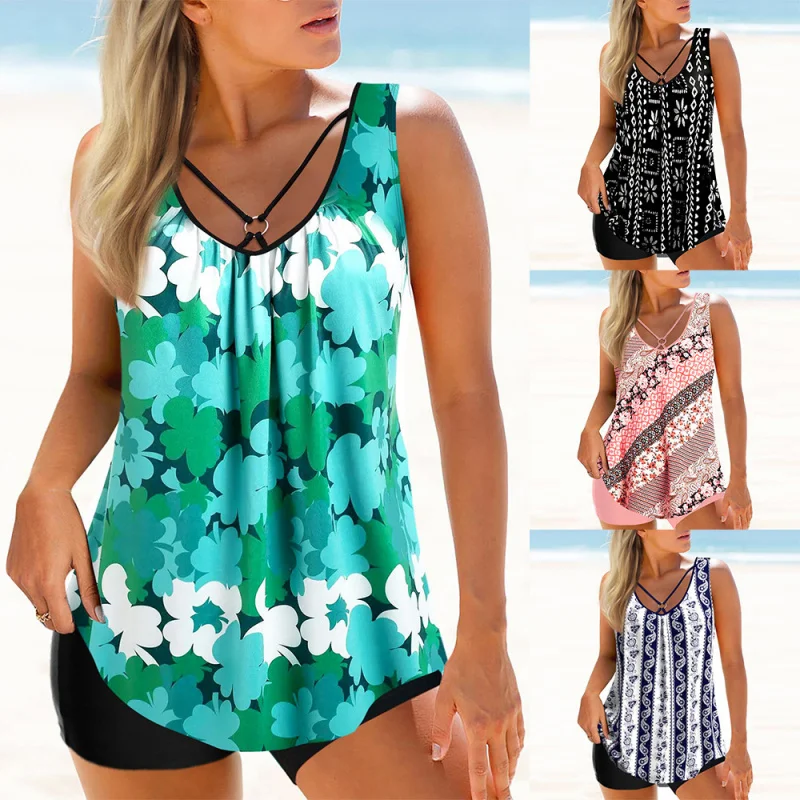 New Swimsuit Two-Piece with Chest Pads Boxer Shorts Outdoor Beach Swimsuit In Stock Wholesale