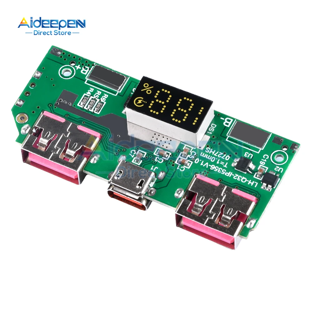 5V 3A Lithium Battery Digital Display Fast Charging Module IP5356 TYPE-C Micro USB QC3.0 2.0 PD3.0 PD2.0/AFC/FCP