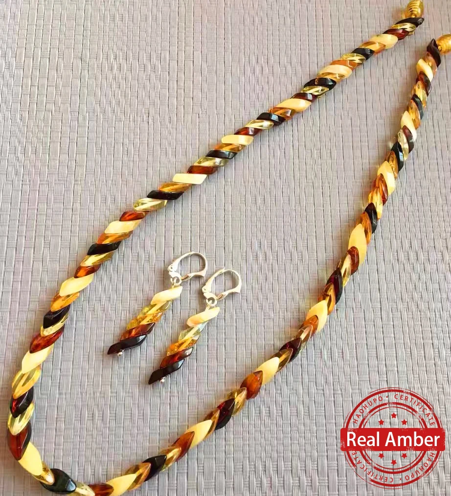 Aldult natürliche Bernstein Halskette geschichtete Blattform Perle für Frau Bernstein Halskette/Armband/Ohrringe Bernstein Schmuck Gic Zertifikat