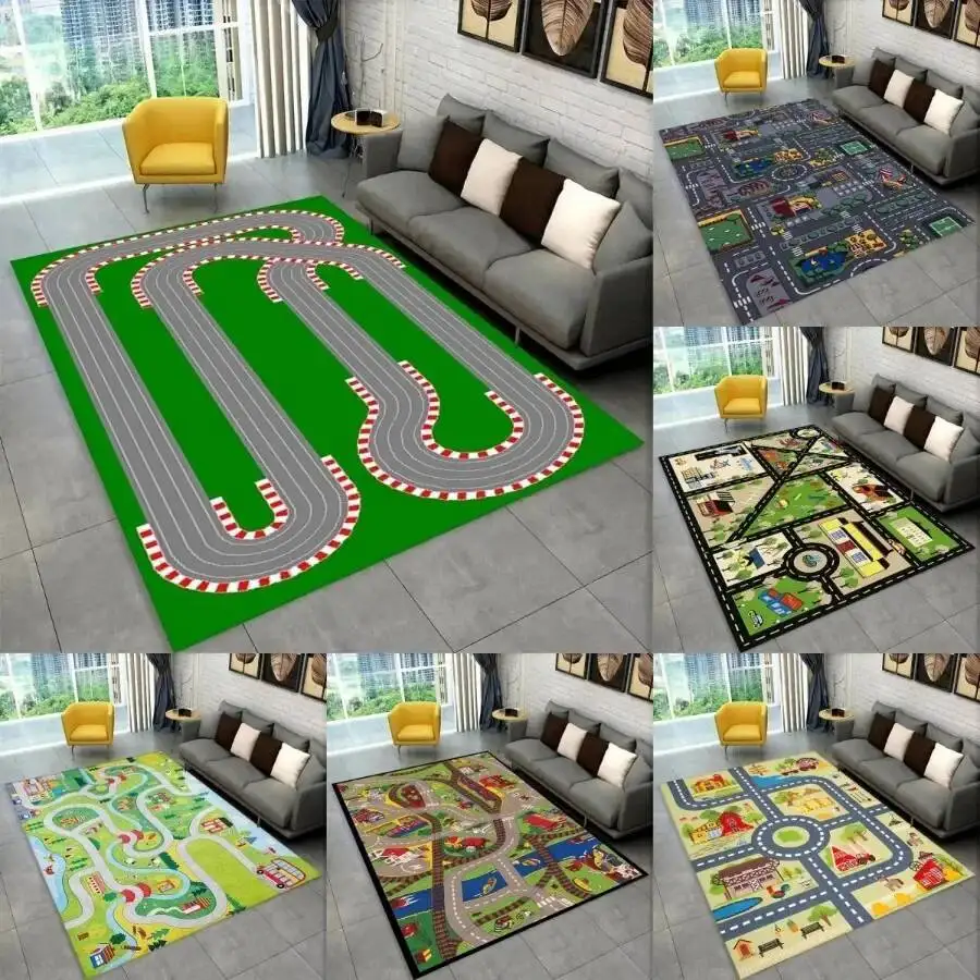 

Interactive Highway City Traffic Floor Mat Large Non-Slip Carpet For Playroom Living Room Fun Rug Kids' Bedroom Play Area Decor
