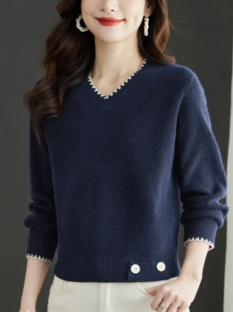 

Faionable Woolen Sweater Women's Base Layer irt Sli Casual Knitted Top High End Brand Autumn Winter Inner Wear