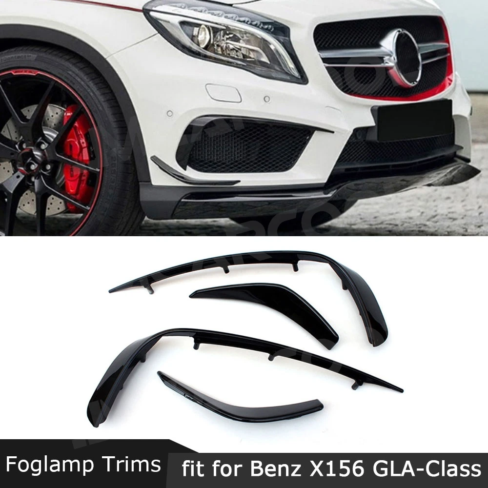 

Carbon Fiber Foglamp Strips Front Bumper Air Vent Fin Canards Trim ABS For Benz GLA Class X156 GLA200 GLA260 GLA45 2014-2017