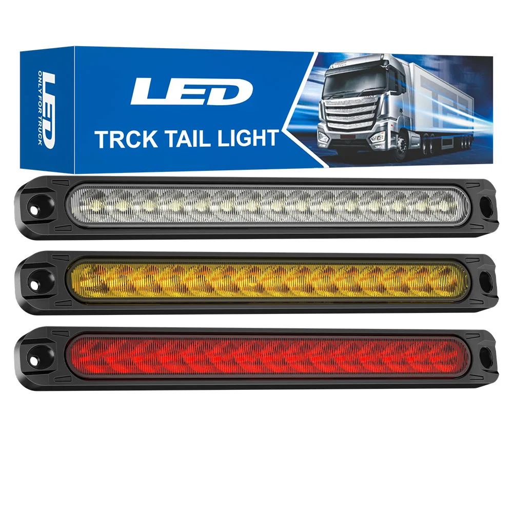 

25CM 12V 24V Car Trailer Cargo Truck 15 LED High Brake Light Flashing Taillight Steering Waterproof Modified Light Bar