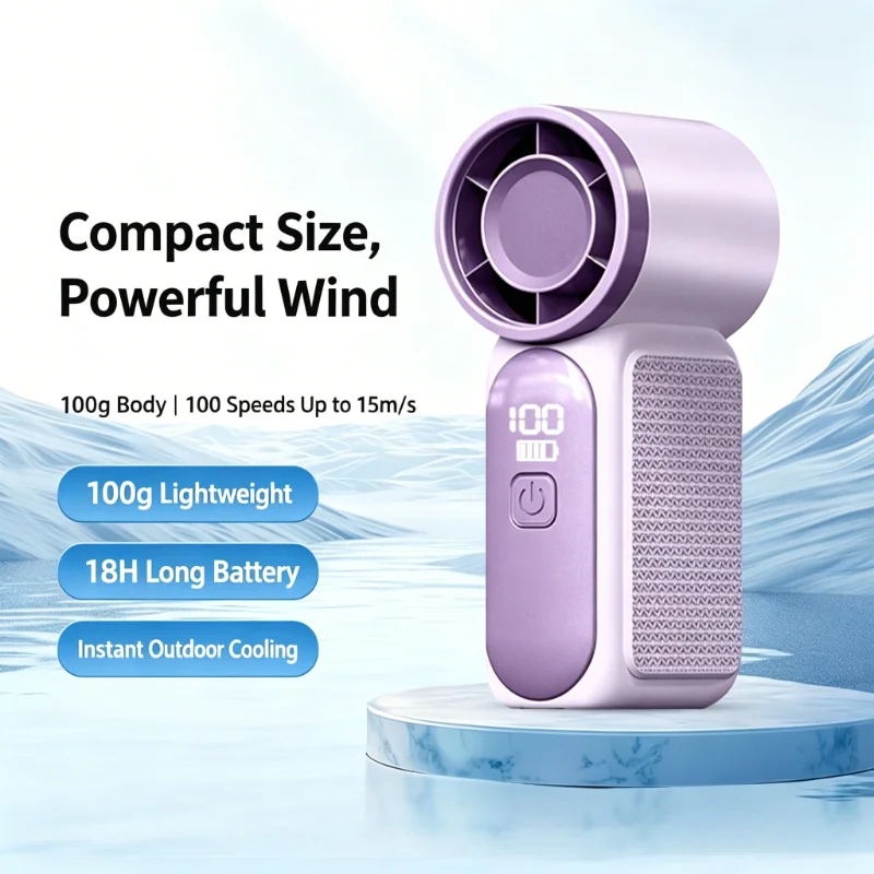 

New High-speed Turbine Handheld Small Fan Usb Charging Digital Display Portable Small Violent Fan Handheld Fans