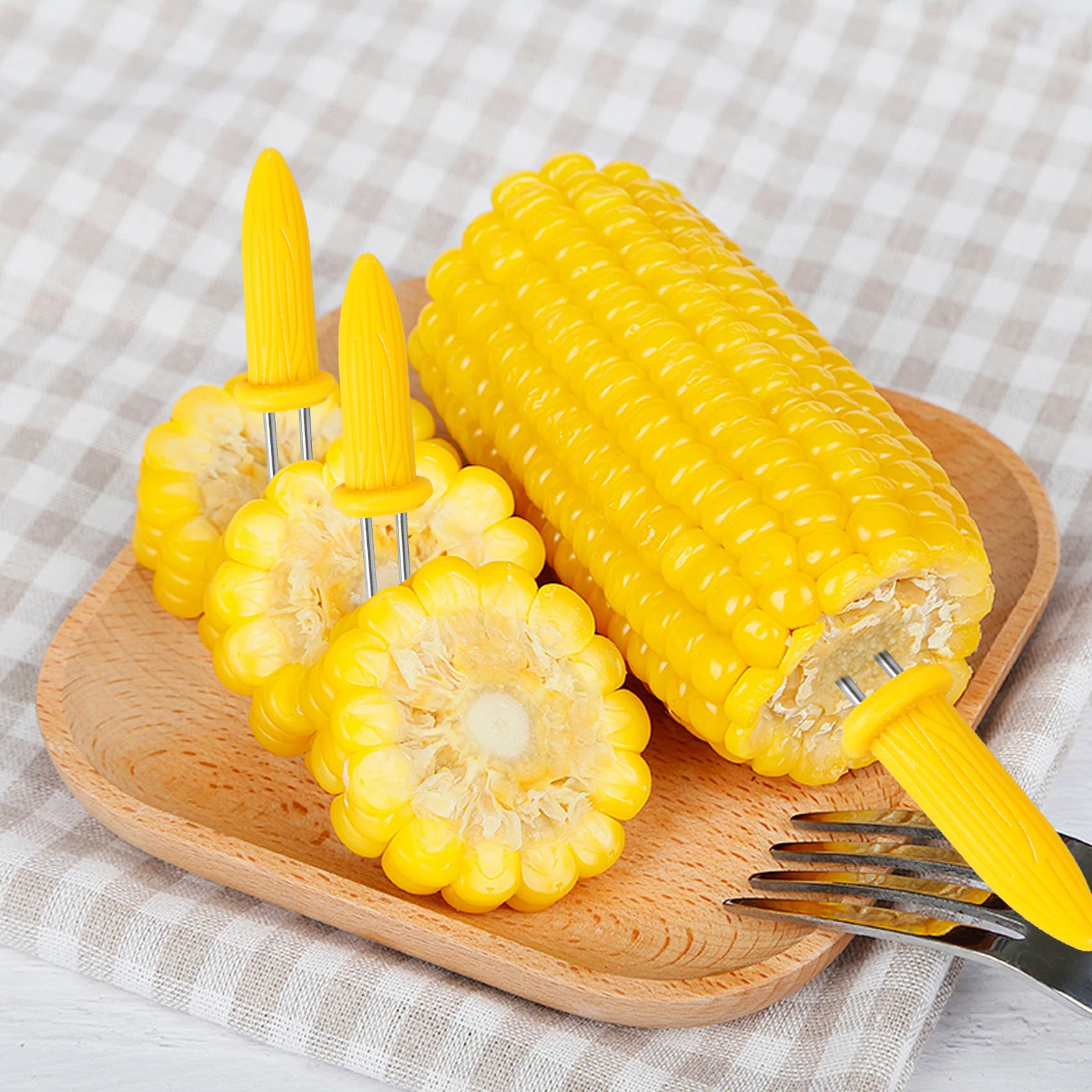 

72 шт., держатель для кукурузных вилок из нержавеющей стали, зубцы для барбекю, шампуры, мини-вилка для хот-догов, фруктов, кукуруза на початках, кухонный гаджет, инструменты для барбекю