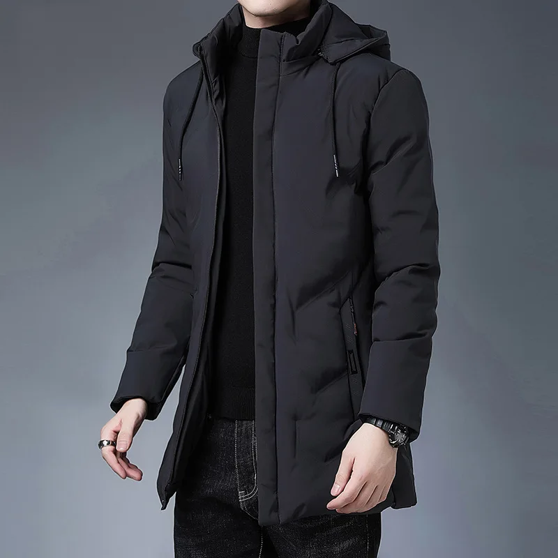 Jaqueta Puffer de manga comprida masculina, casaco de inverno, Parkas grossas, blusão quente, roupa casual sólida, marca de alta qualidade, 2023