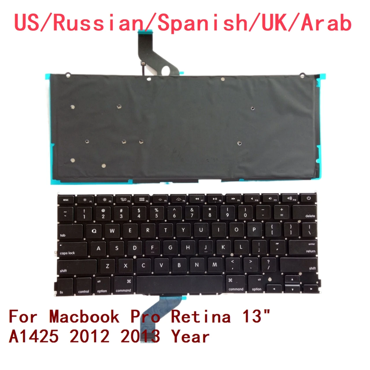 New US Russian Spanish UK Arab Laptop Backlit Keyboard For Apple Macbook Pro Retina 13