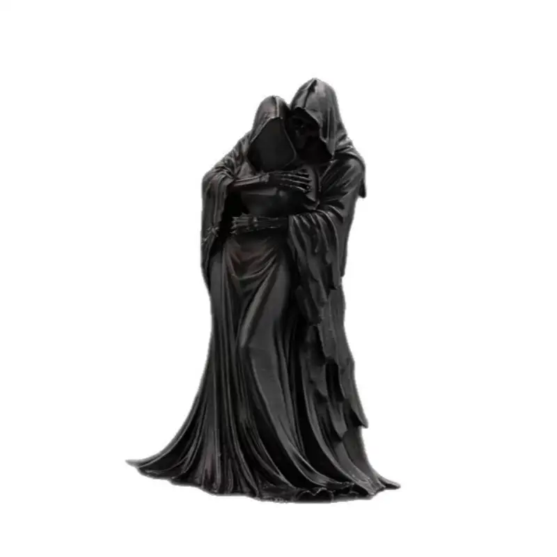 3D Printed Grim Reaper Hugging Couple Statue Collectible Dark Art Ornament for Halloween Desktop Home Decor
