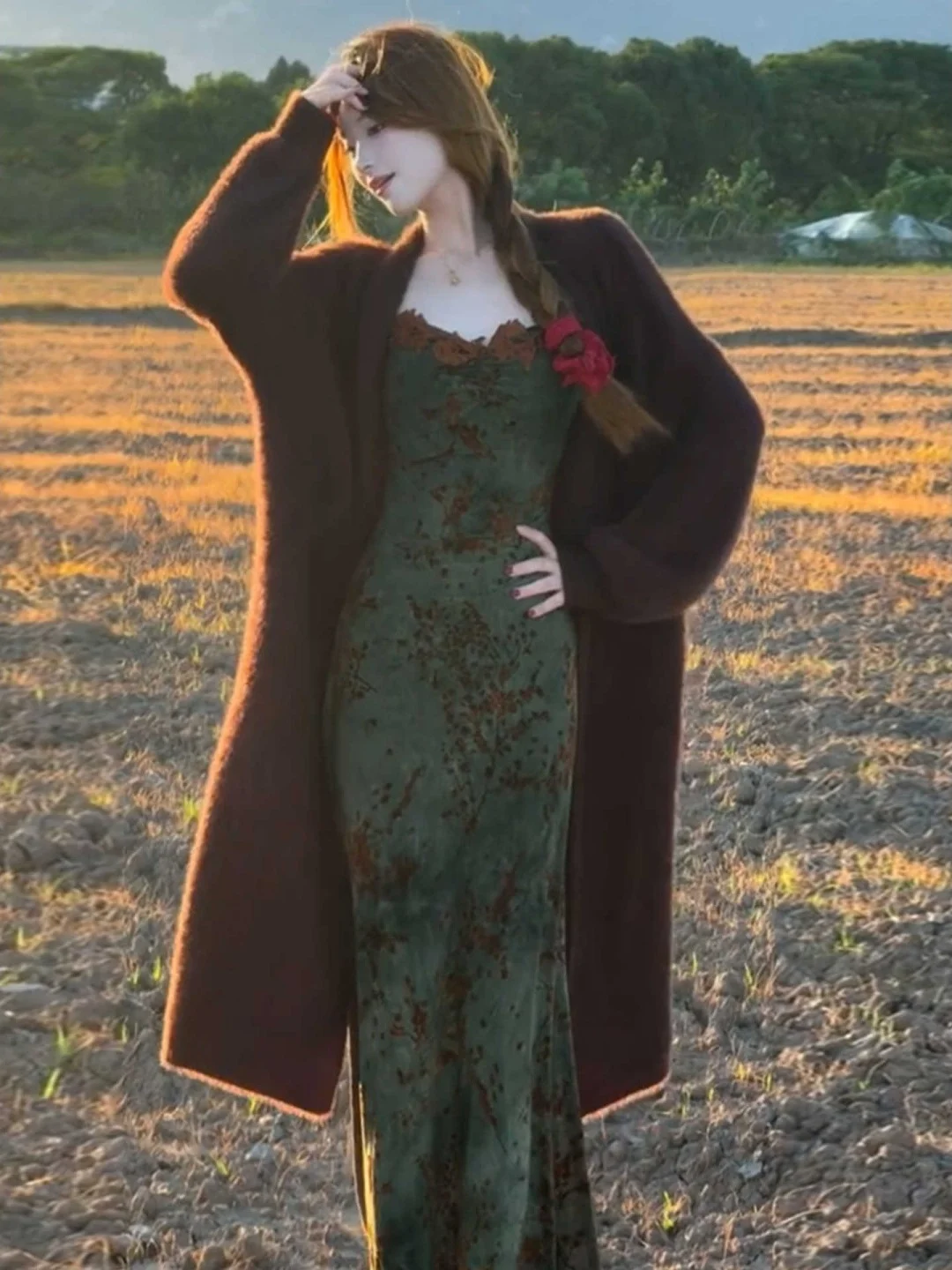 

Spring New plus Size Floral Print ter Dr Lazy Sle Sweater Cardigan Two Piece Set Women's Faion Casual Outfit Ensemble