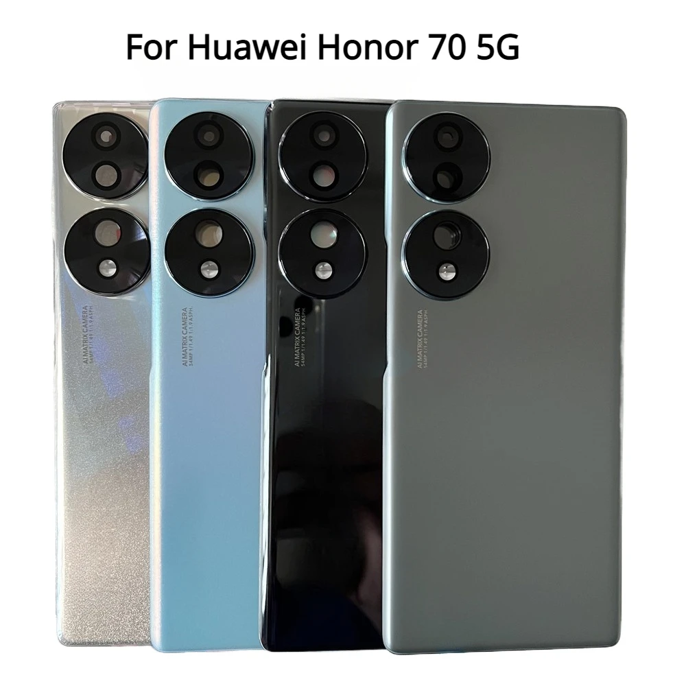 

Новинка для Honor 70 5G, стеклянная задняя крышка батарейного отсека для Huawei Honor 70, задняя крышка, дверная крышка + крышка вспышки + объектив камеры