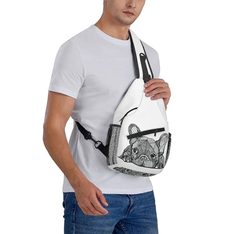 Mochila cruzada de Bulldog Francés para hombres, bolsos de pecho de hombro de perro francés, bolsos de viaje casuales personalizados