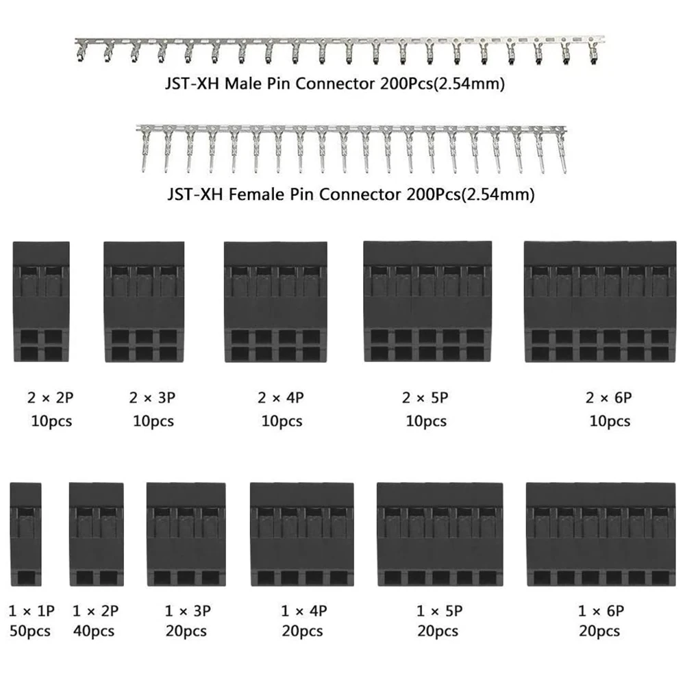 620 pcs DuPont 2.54mm Pitch JST SM Pin and SN-28B Crimp Tool 1 2 3 4 5 6 Pin Housing Connector Male Female Crimp Pin Adapter Kit