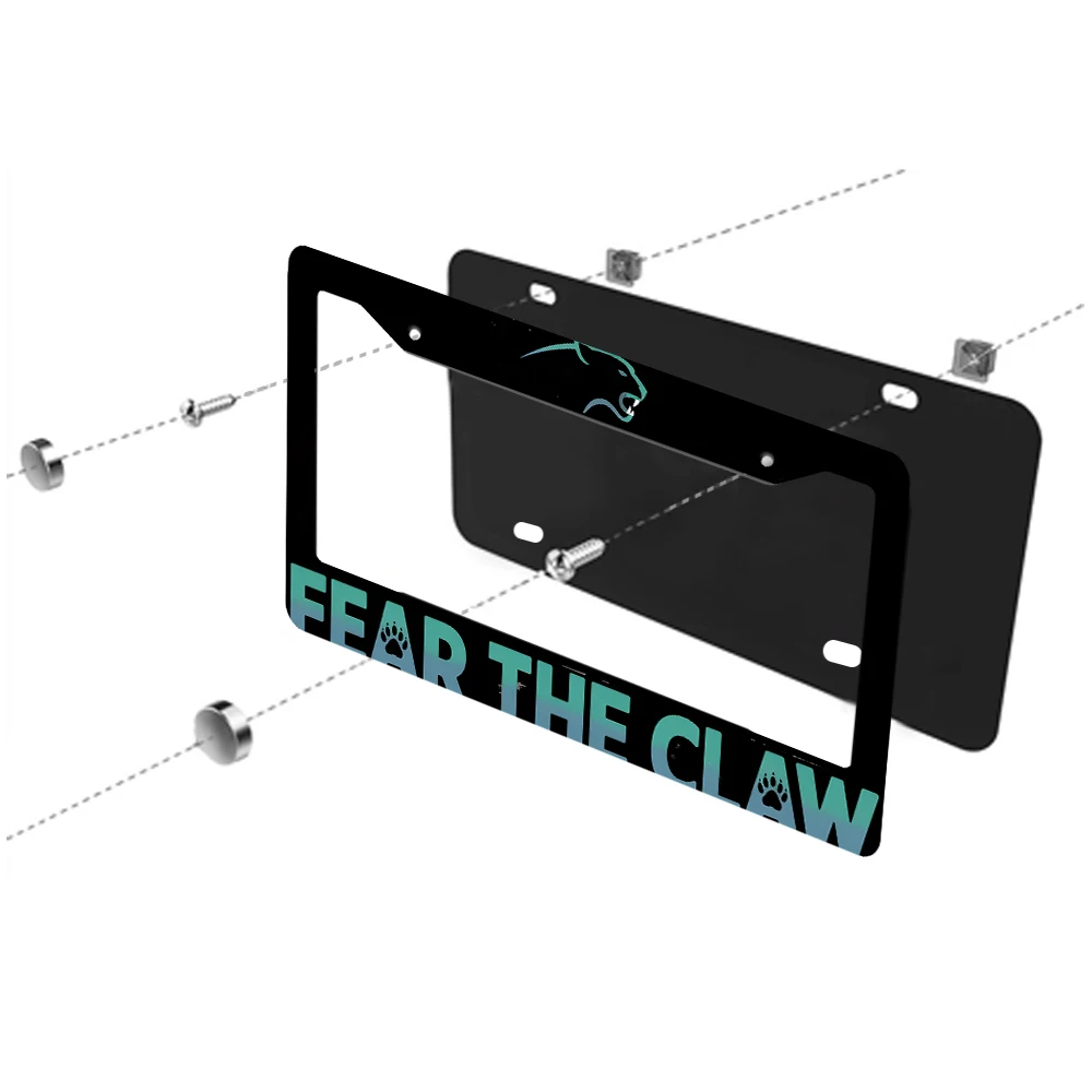 1 قطعة إطار لوحة ترخيص بفتحتين من الألومنيوم الأسود مع نمط النمر، 6 × 12 بوصة، يتضمن طقم مسامير ربط، ديكور سيارة مبتكر قديم