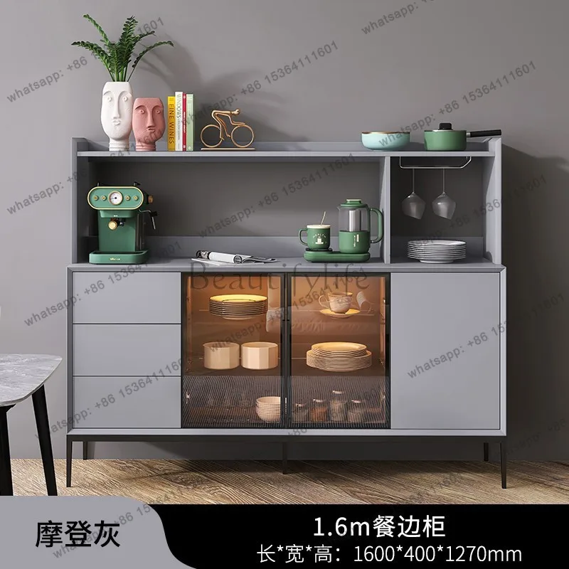Italian minimalist solid wood dining side cabinet multi-functional wall wine cabinet modern light luxury Nordic storage cupboard