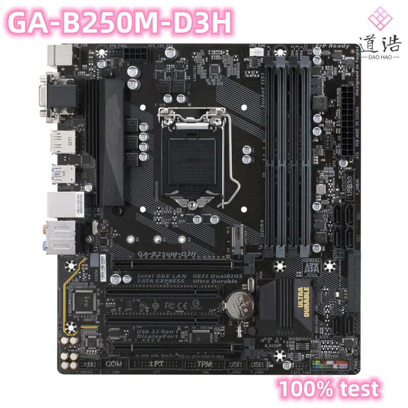 

For GA-B250M-D3H Motherboard 64GB M.2 DVI VGA HDMI LGA 1151 DDR4 Micro ATX B250 Mainboard 100% Tested Fully Work