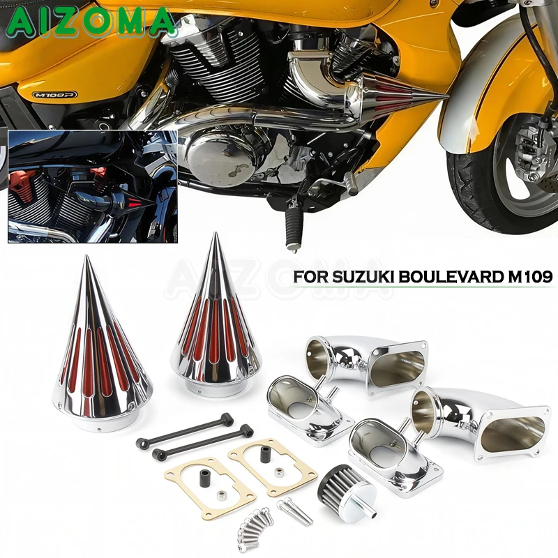 Motorcycle Cone Spike Intake Air Cleaner Intake Filter Kits Black Chrome Air Filters Accessories For Suzuki Boulevard M109 M109R