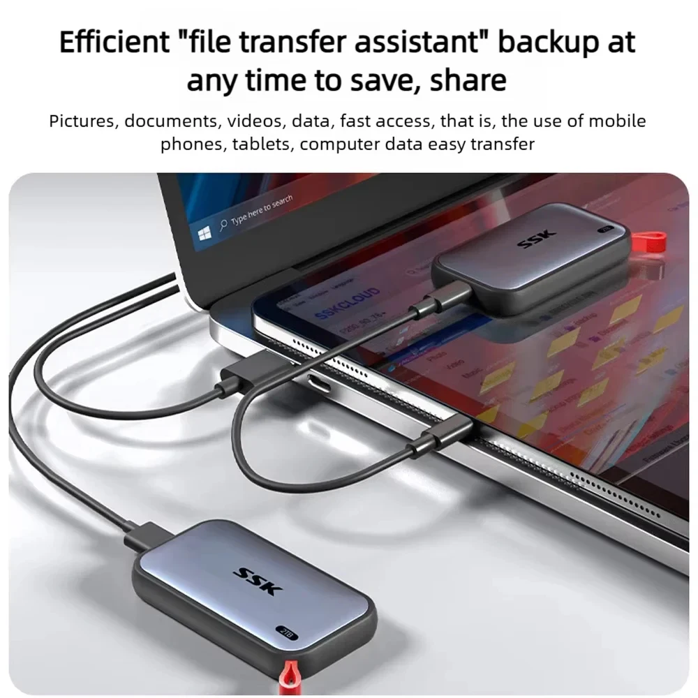 SSK Portable SSD 1TB External Solid State Drives USB 3.2 Up To 560MB/s Type-C External Hard Drive for Mobile Phone MAC Laptop