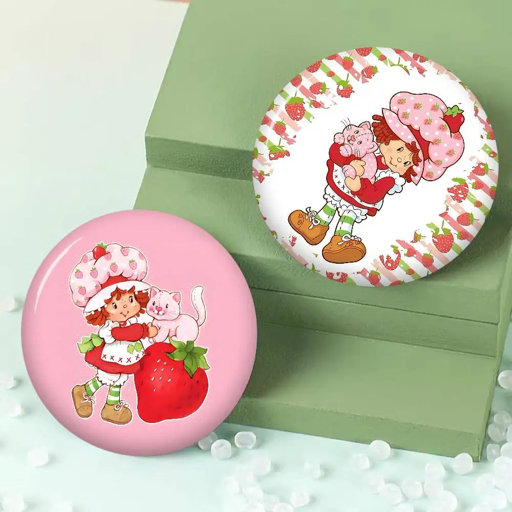 S-Strawberry-shortcake Girl Tinplate Soft Button Pin Brooch Metal Badge Custom Jewelry Accessories Hat Bag Lapel