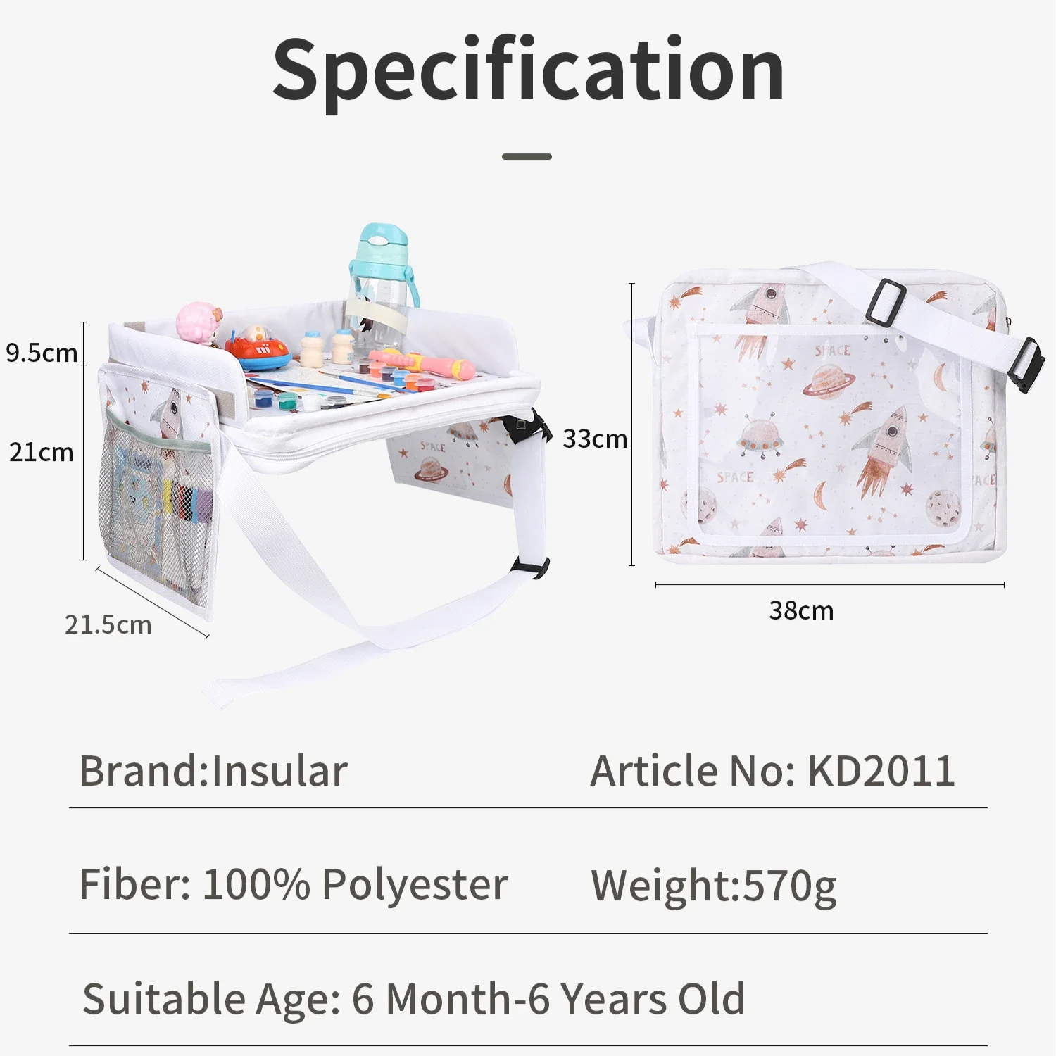 INSULAR Tablica do pisania Taca podróżna Samochód dla dzieci Przenośna tablica do pisania Torba do przechowywania zabawek Tablet Komputer Stała torba Wielofunkcyjna
