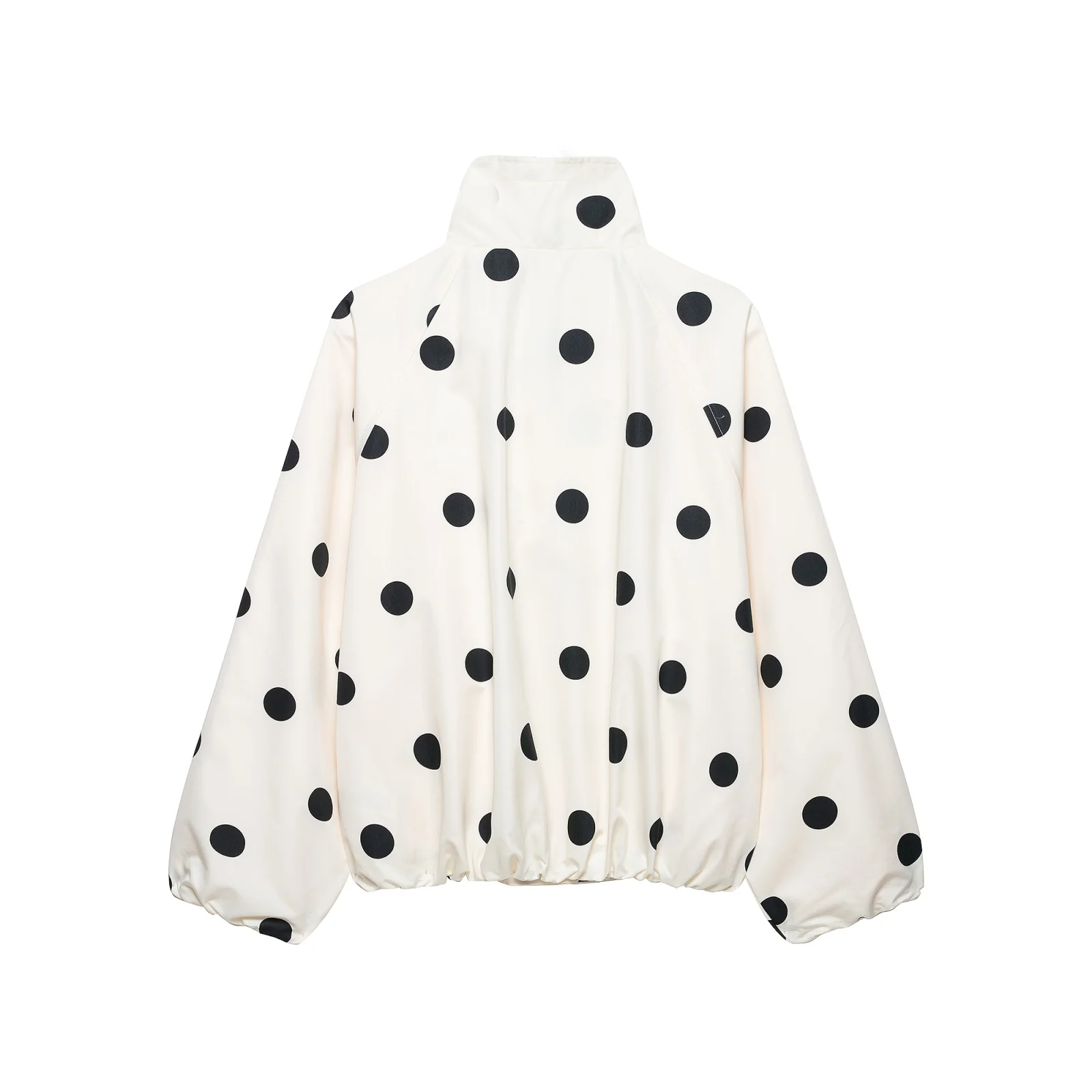 Damenmode Vintage Polka Dots Jacke mit Taschen und Stehkragen Frühling Herbst Langarmjacke Urlaubsoutfits für Frauen – Detail 4