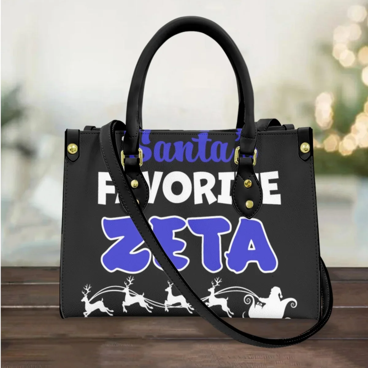 

Christmas Gift Luxury Zeta Phi Beta PU Leather Shopping Bag Fashion Street Outing Handbags Coin Purse Feamle Cross Body Bags